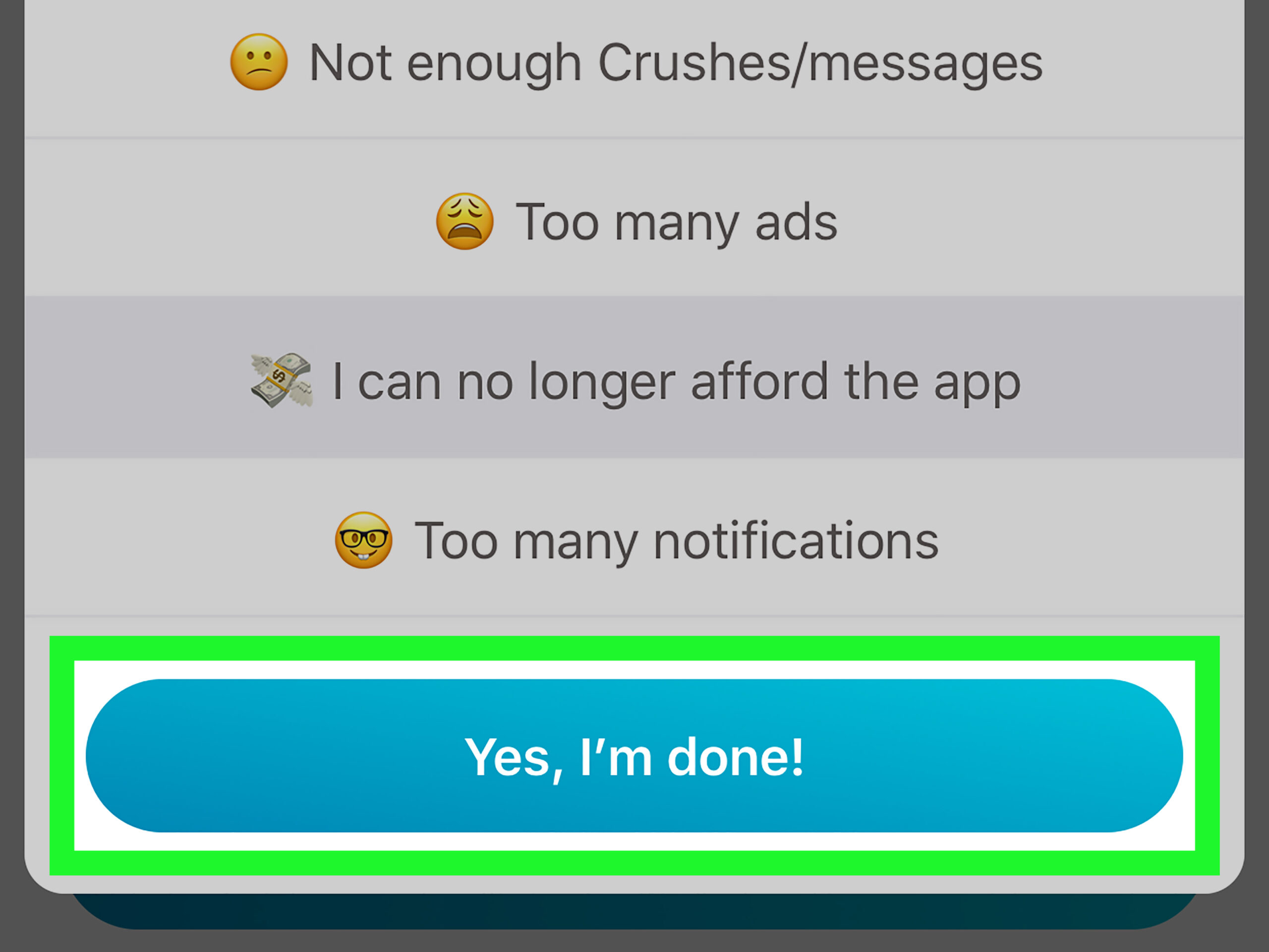 Desactivar cuenta de Happn